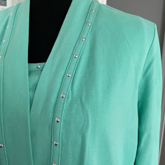 Rafaella Tops - Rafaella Cardigan Set Size L Mint Color All Cotton Studded Cottagecore Practical